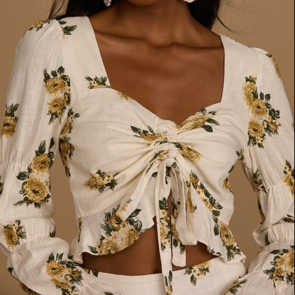Lulus | Spring On Linen Blend Top - Picture 1 of 6